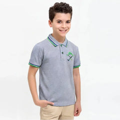 Green Tree Tipping Collar Polo Shirt – Grey