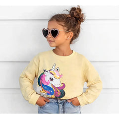 Yellow Unicorn Sequence Winter Fleece Sweat Shirt