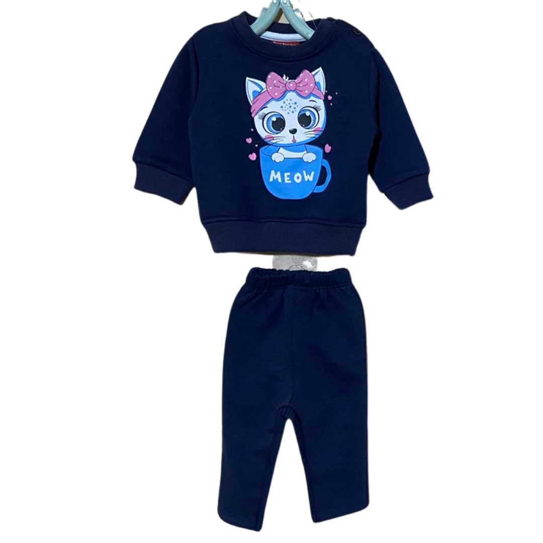 Navy Blue Cat Tracksuit for Kids